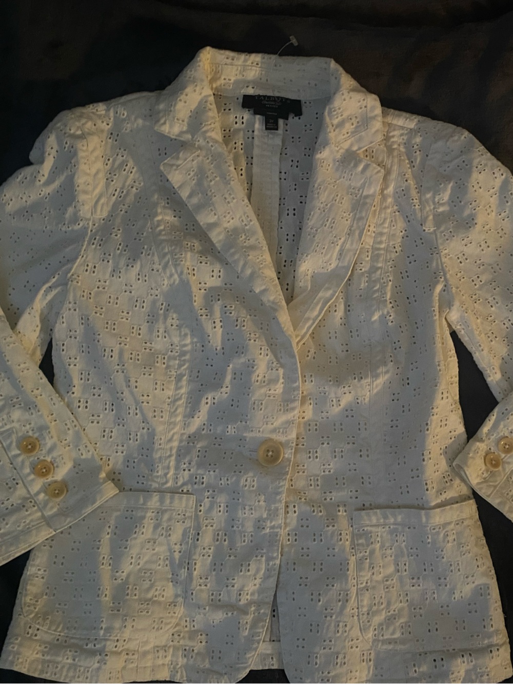 Talbots White Eyelet Cotton Blazer